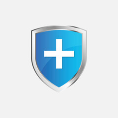 Blue Color PLUS mark with Shield Design For Medical