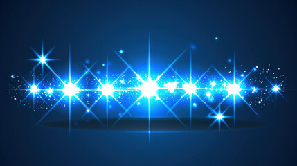 Bright blue sparkling stars create magical atmosphere against dark background, perfect for festive or celebratory themes
