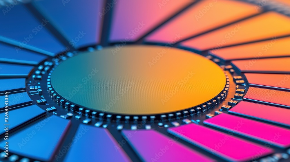 Poster abstract patterns of semiconductor wafer concept, intricate patterns on semiconductor wafer showcasi