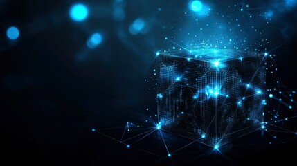Glowing Digital Cube Network Connection Abstract Background