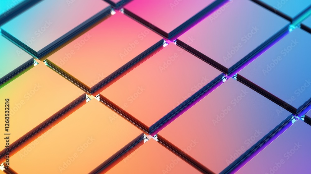 Poster abstract patterns of semiconductor wafer concept, intricate colorful patterns on semiconductor wafer