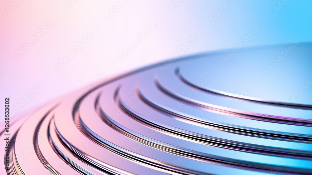 Poster abstract patterns of semiconductor wafer concept, reflective circular and linear patterns etched on 