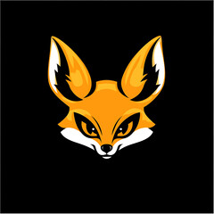 Obraz premium Fierce Fox Head Logo - Stylized Wild Animal Illustration on Black Background
