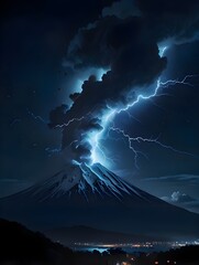 Epic Volcanic Thunderstorm Illuminating the Night