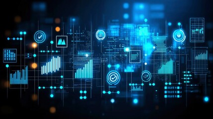 Global Network of Digital Data, Information Technology and Cyber Security Concept