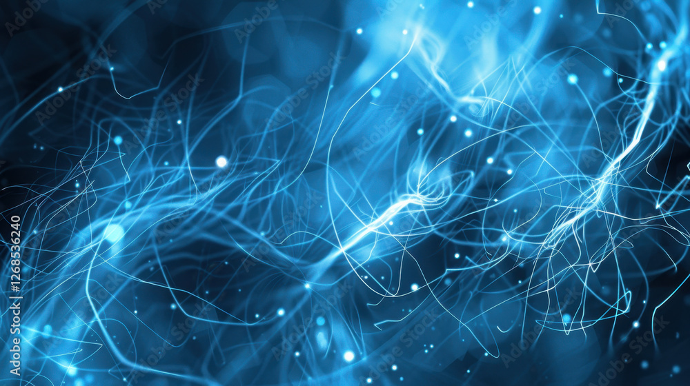 Aufkleber abstract blue light trails with glowing particles creating dynamic background. image evokes sense of