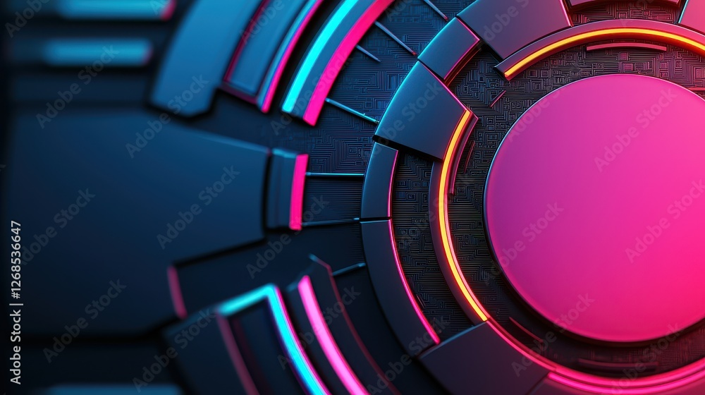Poster abstract patterns of semiconductor wafer concept, intricate circular patterns in a modern semiconduc
