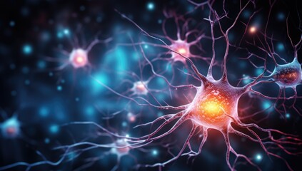 Fototapeta premium This visual representation showcases brain neurons with vibrant details, emphasizing their structure and connections
