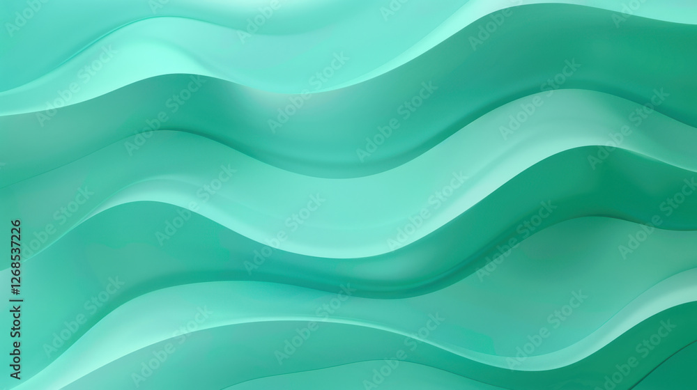 Poster smooth turquoise waves create calming and modern abstract background. flowing design adds sense of t