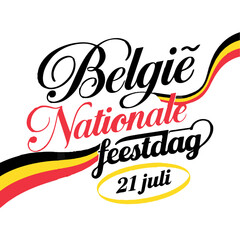 Nationale Feestdag Illustration with Belgian Flag Colors and Gold Accents
