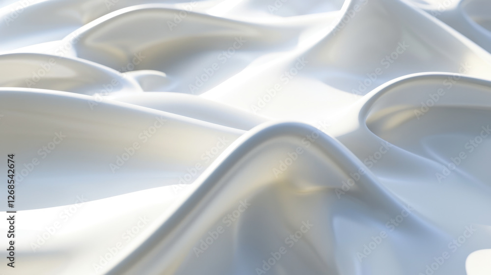Poster smooth white fabric waves create serene and elegant texture, perfect for backgrounds or design eleme