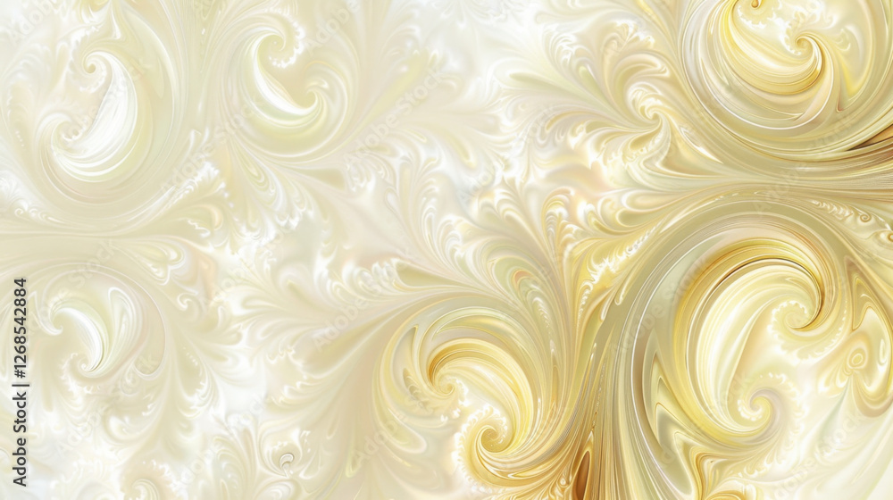Poster elegant abstract swirl pattern in soft cream and gold tones, creating luxurious and soothing visual 