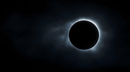 Total Solar Eclipse: Dark Sun, Glowing Corona, Night Sky