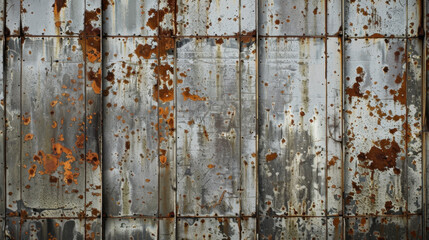 Rusty metal surface with peeling paint and corrosion, showcasing weathered industrial look. texture and colors evoke sense of age and decay