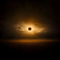 Total Solar Eclipse Over a Flat Landscape