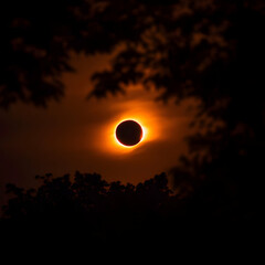 Obraz premium Total Solar Eclipse Seen Through Trees