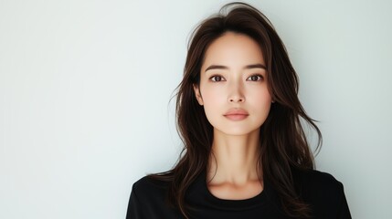 Obraz premium Studio photography minimalist portrait of a beautiful young woman