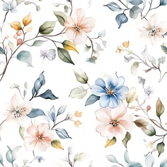 Crédence en verre imprimé Garden Watercolor Floral Seamles Pattern, Hand painted Watercolor, Wildflowers, Twigs, Leaves, Buds. Design for fashion , fabric, textile, wallpaper, cover, web , wrapping and all prints