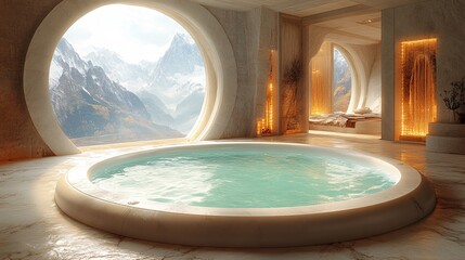 Fototapeta premium Futuristic Mountain Lodge with Smart Features and Breathtaking Views of Nature and Relaxation