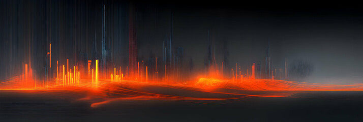 Naklejka premium Digital background featuring orange and blue data visualization