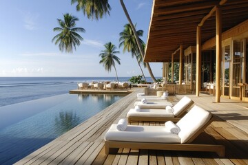 Fototapeta premium Luxury Resort Infinity Pool and Ocean View