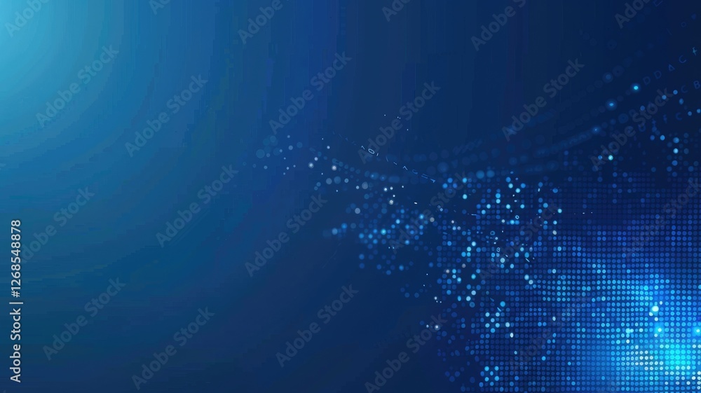 Poster abstract of blue light particle effect in digital technology design. seamless modern art of futurist