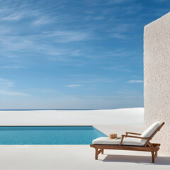 Fototapeta premium Tranquil Poolside Scene with Chaise Lounge