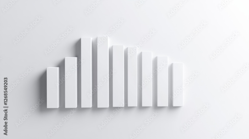 Fototapete a minimalist bar chart with smooth, matte-finished bars arranged in descending order, with soft shad