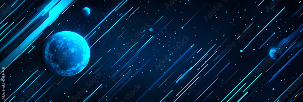 Poster blue background with diagonal lines