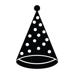 silhouette party hat with polka dots Vector Illustration Isolated on White Background