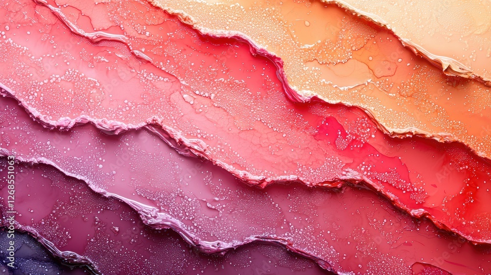 Poster abstract layers of colorful liquid textures with bubbles.