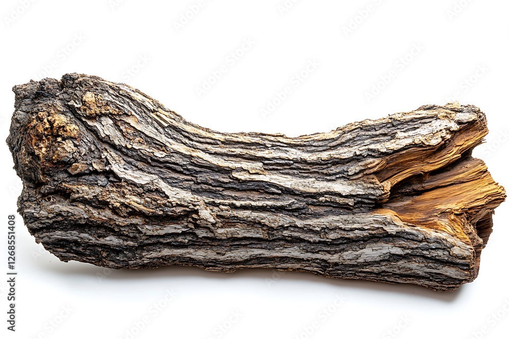 Poster old tree bark texture isolated on white background. clipping path included.