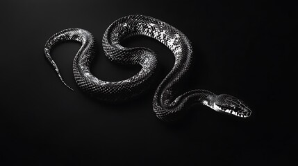 Obraz premium Elegant ebony serpent gliding across the shadowed expanse of oblivion