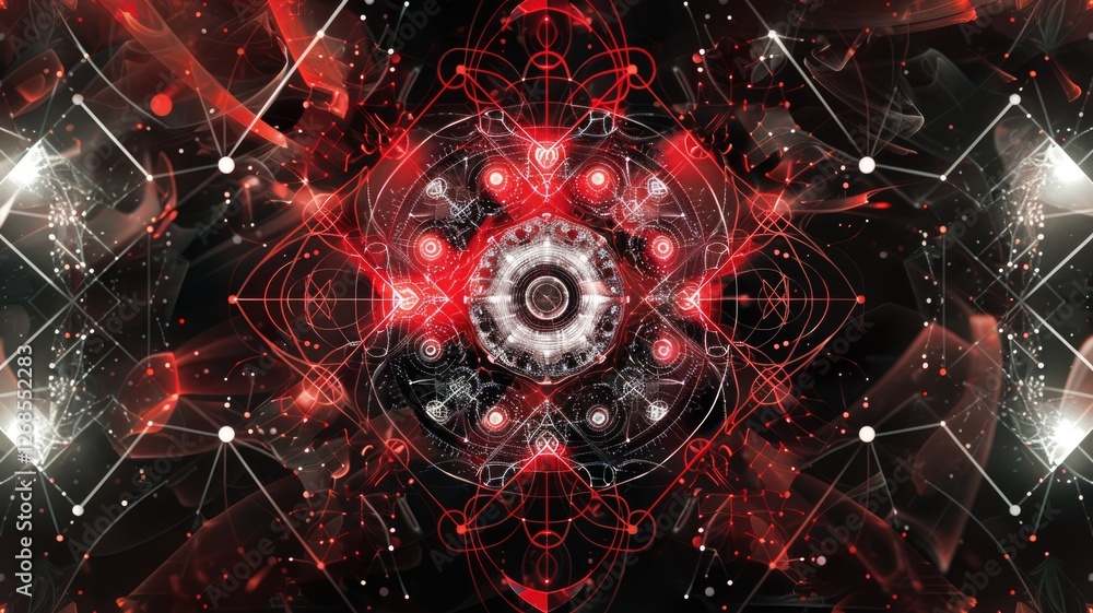 Poster this abstract design represents the dynamic interaction of data and artificial intelligence, featuri
