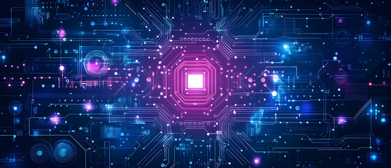 Obraz premium technology background with dots and lines, a blue gradient, vector illustration