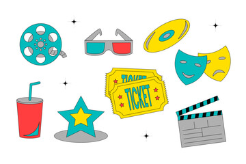 Modern Retro Movie Cinema Illustration