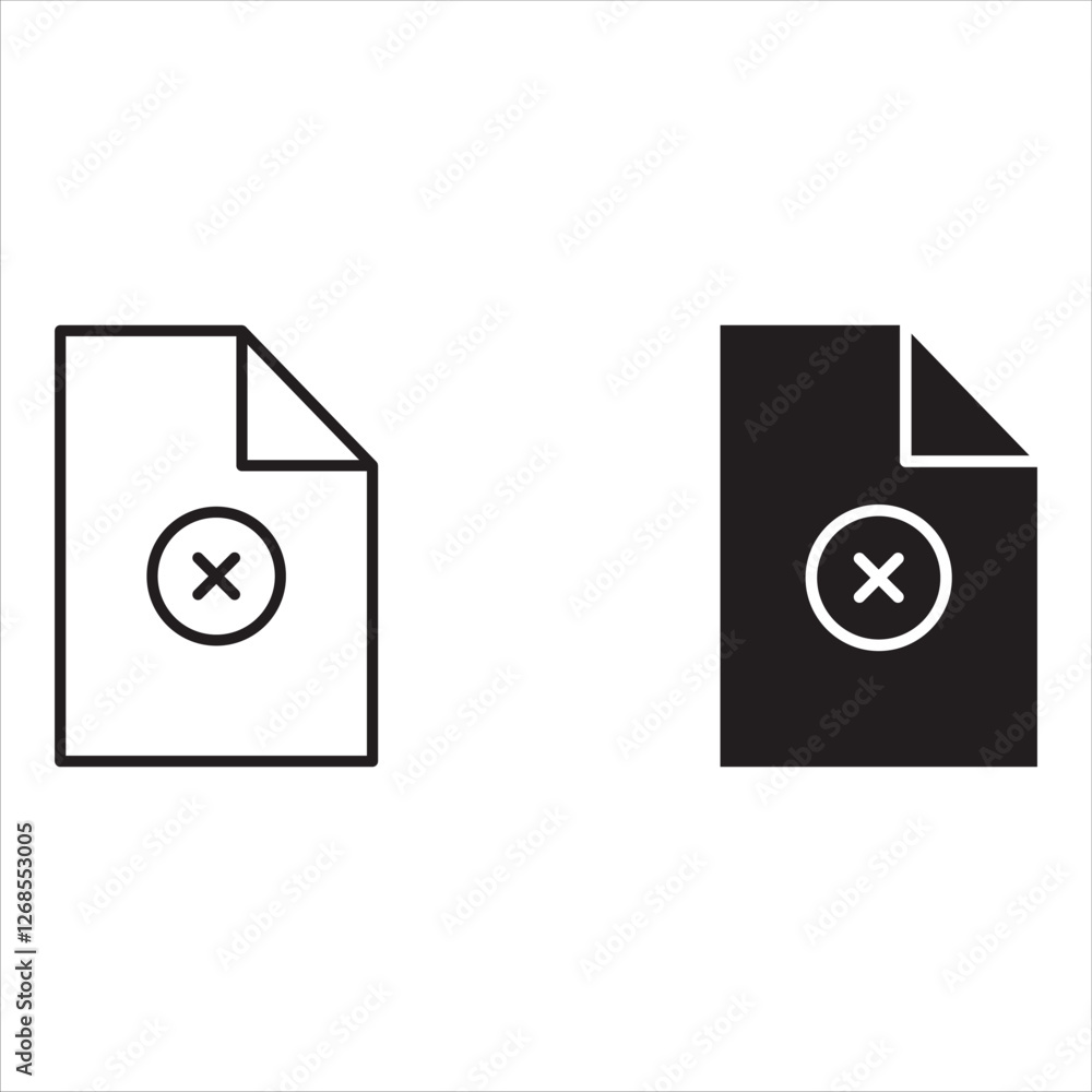 Poster document icon set. paper icon. cawang. cross sign. check x icon. no symbol. reject file. documents n