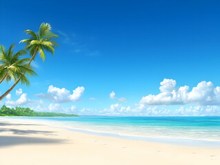 Tranquil Tropical Beach Scene with Palm Trees