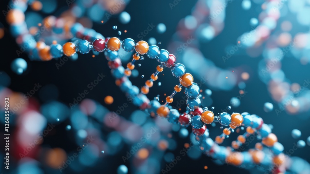 Poster exploring molecular structures dna helix laboratory environment scientific visualization abstract pe