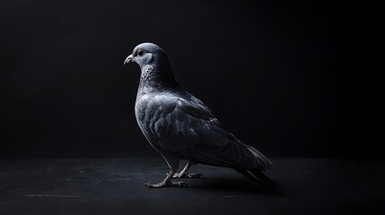 Monochromatic portrayal of a dove in a dark background