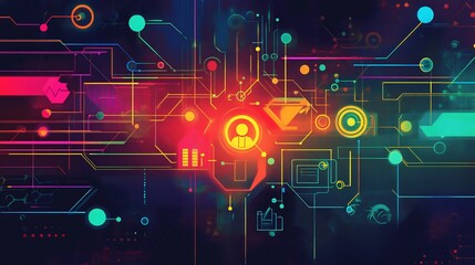 Obraz premium Vibrant rendering illustrating the key elements of a strategic partnership using icons for collaboration and joint ventures