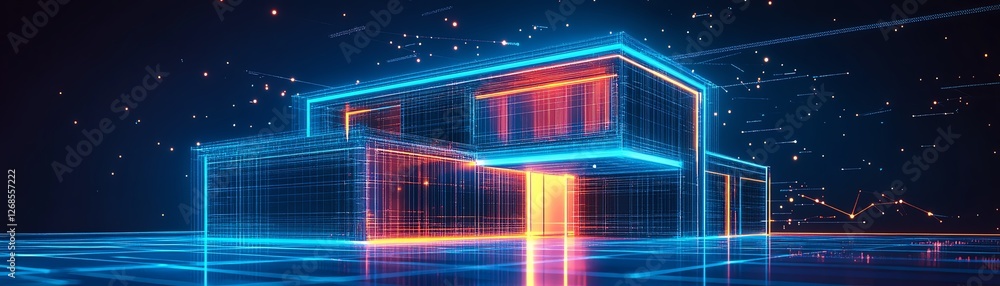 Aufkleber aicontrolled smart house construction with iot technology, system development for modern architectur