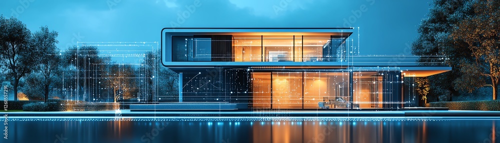 Poster aicontrolled smart house construction with iot technology, system development for modern architectur
