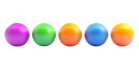 Set of Colorful Fitness Balls PNG Against Transparent Background