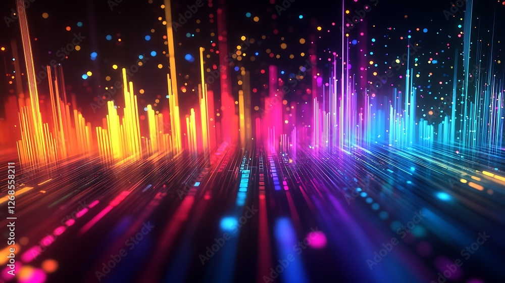 Poster abstract colorful light trails and data streams
