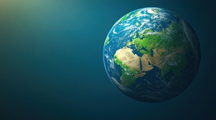 Fototapeta premium Earth globe in space, detailed view, sunrise, environmental concept