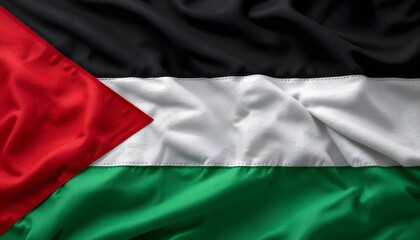 Waving Palestinian Flag Fabric Showing National Identity and Pride