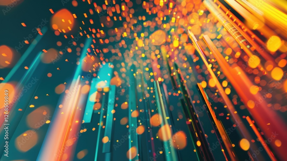 Poster abstract picture micro light sparkling particle represent data flow vivid flowing wave with high tec