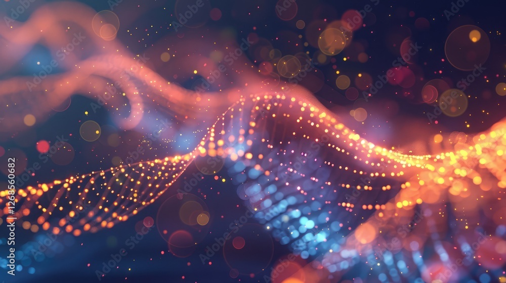 Poster this vibrant abstract image showcases colorful particle waves in motion, creating a stunning visual 