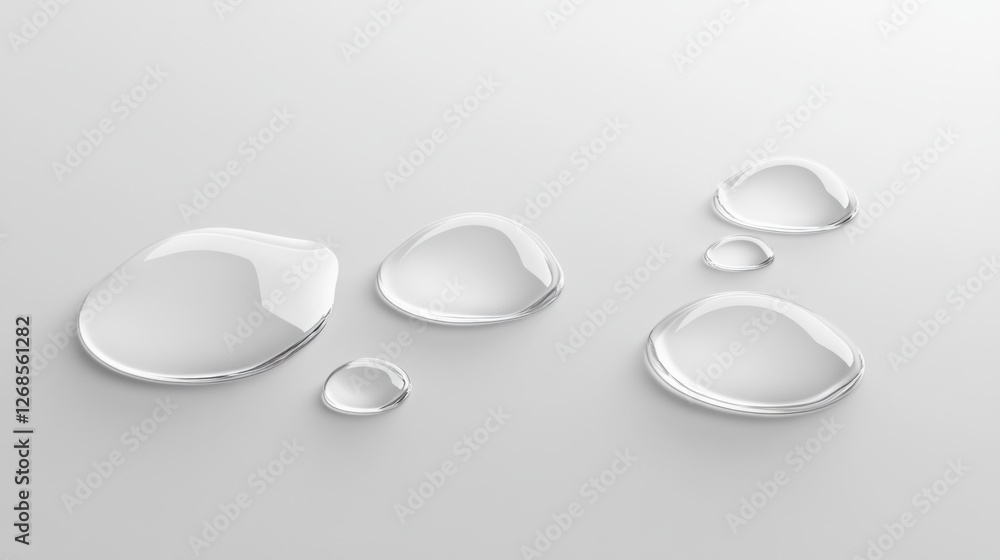 Poster delicate water droplets cling to a sleek surface, reflecting ambient light and creating an enchantin